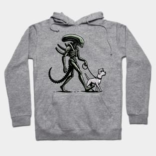 Alien walking his puppy Hoodie